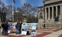 Posters displayed on Columbia University campus drew the attention of many passersby.
