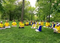 Practitioners do the Falun Dafa exercises in Central Park, Manhattan.