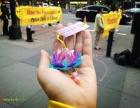 A beautiful paper-folded lotus flower.
