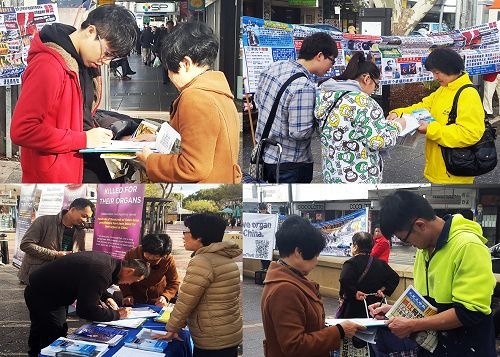 Residents of Sydney learn about organ harvesting atrocities.