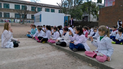 c9e9df9357e8606559bc02bd078fad7a Young student in Montivedeo, Uruguay doing the sitting meditation, Falun Dafa exercise.
