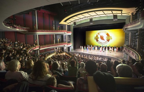 f42e4d89855cefe2e58d4573d3df2398 Curtain call by Shen Yun's World Company at the Living Arts Centre in Mississauga, Canada on January 21, 2017
