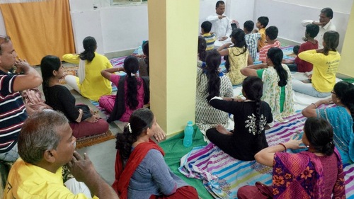 Group meditation.