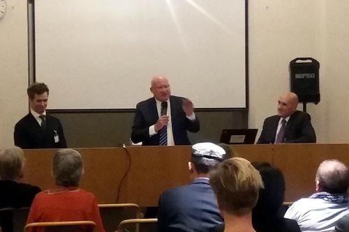b83363ee4ee2a4d84c00bc3b69922d38 Ethan Gutmann (middle) spoke at the forum. On his right and left are Swedish lawyer Nicolas and Dr. Harold King.