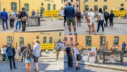 Swedish Falun Gong practitioners expose the CCP's persecution of Falun Gong during Almedalsveckan.