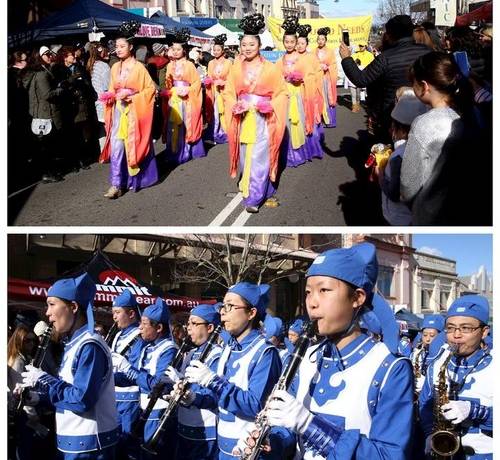 Falun Gong procession in the Winter Festival Parade in Australia’s Blue Mountains.
