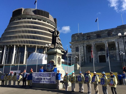 MP of the Green Party, Mr. Steffan Browning speaks at the rally in front of the New Zealand Parliament.