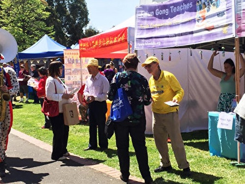 A practitioner explains the benefits of the practice at the Whitehorse Spring Festival.
