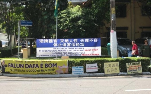 765beae824335bb04354cfed0856ca41 Falun Gong practitioners expose the CCP's persecution in Sao Paulo