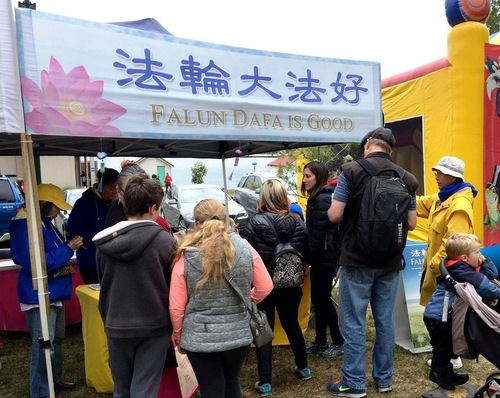Falun Gong booth at SpringFest Market Sunday in Ballarat.