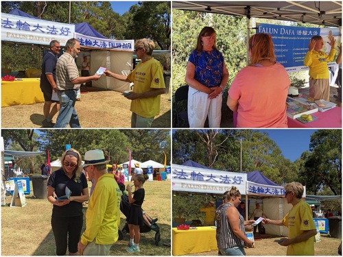 Residents and tourists learn Falun Dafa at a festival hosted by the Knox City Council.