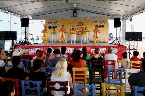 Practitioners did the exercises on stage during both days of the Solu Sun festival in Mersin, Turkey.