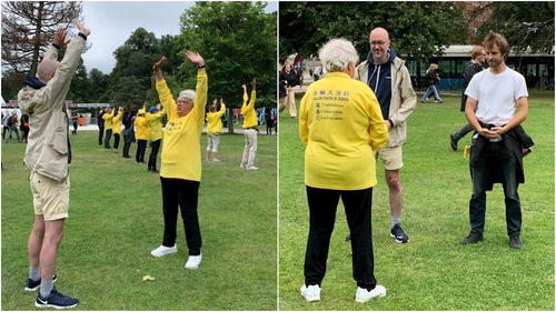 Practitioners demonstrate the exercises at the Gothenberg Culture Festival.