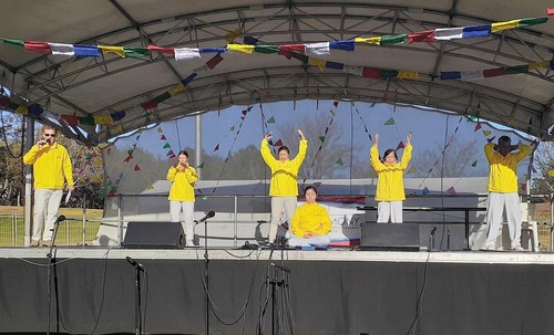 Practitioners were invited to demonstrate the exercises on stage.