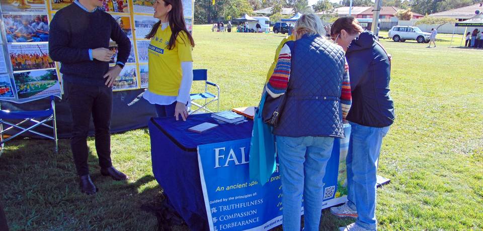 The Falun Dafa stall at the 2019 Multicultural Festival in the Gold Coast, Queensland.