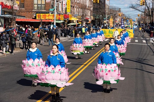 Falun Dafa practitioners took part in a parade in Brooklyn, New York, on Sunday, March 1, 2020.