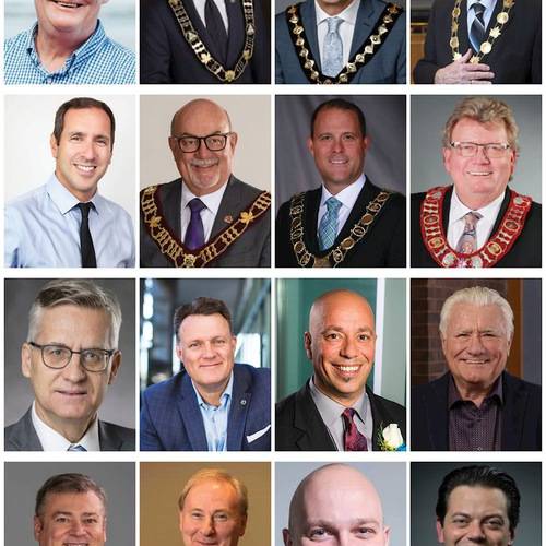 47af3aa830cfa077b89a3701cffc459b First row (from left): Steve Clarke (Orillia mayor), Aldo DiCarlo ( Amherstburg mayor), Dan Carter (Oshawa mayor), Gord Krantz (Milton mayor). Second row: Josh Matlow (Toronto councilor), Gary McNamara (Tecumseh mayor), Walter Sendzik (St. Catharines mayor), Ed Holder (London mayor). Third row: Andrew Keys (Markham councilor), Mike Savage (Halifax mayor), Jason Farr (Hamilton councilor), Wayne Campbell, Niagara Falls councilor). Fourth row: Bob Kwapis (Newmarket councilor), Jamie McGarvey (Parry Sound mayor), Brad Bradford (Toronto councilor), Jeff Lehman (Barrie mayor).