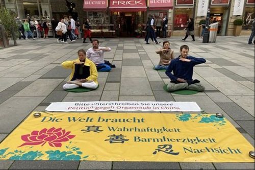 1b09555a1ab8641779bf2ee7f8e685ea Falun Gong exercise demonstration on the Graben, a famous shopping street in the heart of Vienna’s inner city.