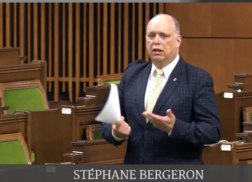 56dfc5b964a15e53c9500e3d9e8f5848 Stéphane Bergeron, spokesperson for the Bloc Québécois in foreign affairs, explains the motion on February 18, 2021.