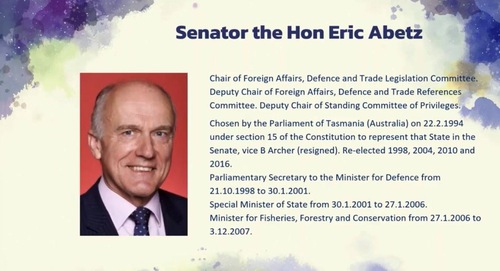 Senator Eric Abetz spoke at The International Coalition to End Transplant Abuse in China (ETAC) online conference on February 24, 2021.
