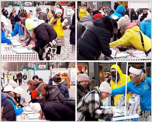 Passersby signed the petition to condemn the ongoing persecution in China.