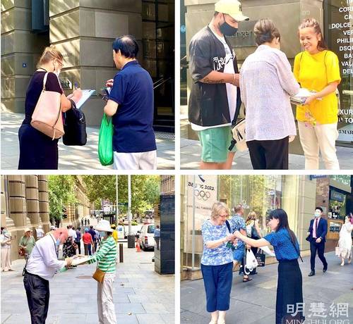 Passersby find out about Falun Dafa and sign the petition to stop the persecution in China.