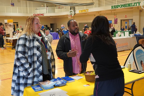 Practitioners set up an information booth at the resource fair in Mt. Laurel, New Jersey held on March 27, 2022.