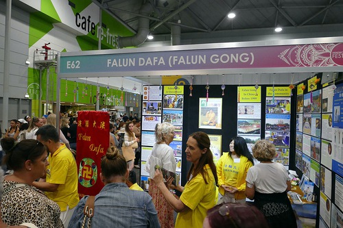 Falun Dafa’s booth at the Mind Body Spirit Festival.