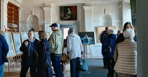 Visitors at the exhibition.