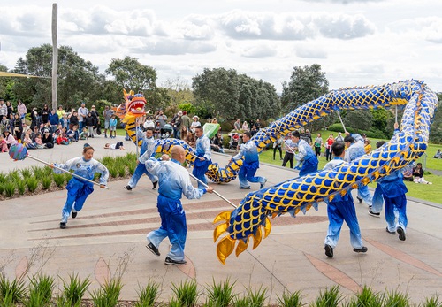 The dragon dance performance was enjoyed by spectators.
