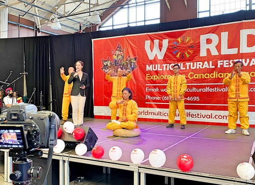 Practitioners demonstrate the Falun Dafa exercises during the opening ceremony of the World Multicultural Festival in Ottawa on November 27.