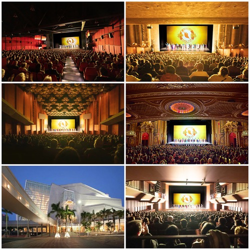 After Christmas, Shen Yun continued its world tour with performances in (left to right, top to bottom): Berlin, Germany; San Jose, California; Houston, Texas; Boston, Massachusetts; Miami, Florida; and Hachioji, Japan. (Minghui.org)