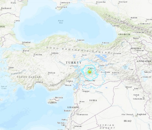 Figure 1: At 4:17 a.m. local time on February 6, 2023 (Monday), a 7.8 magnitude earthquake struck near the city of Gaziantep in Turkey. (U.S. Geological Survey website earthquake.usgs.gov)