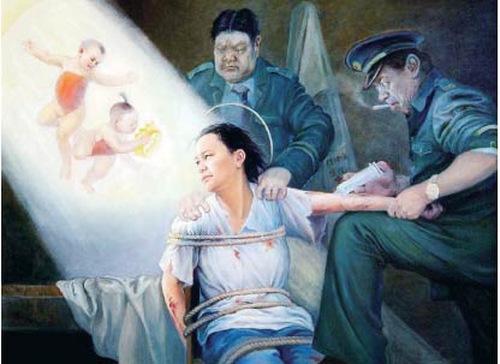 Torture illustration: forced injection of toxic drugs