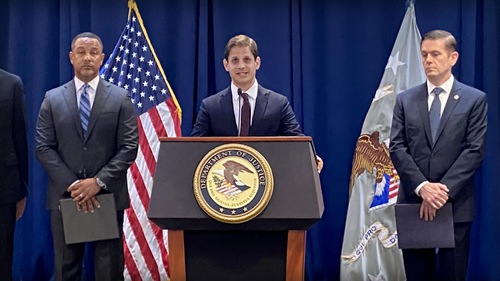 David Newman, the Principal Deputy Assistant Attorney General for National Security at the Department of Justice, announced the arrest of two CCP special agents on April 17, 2023