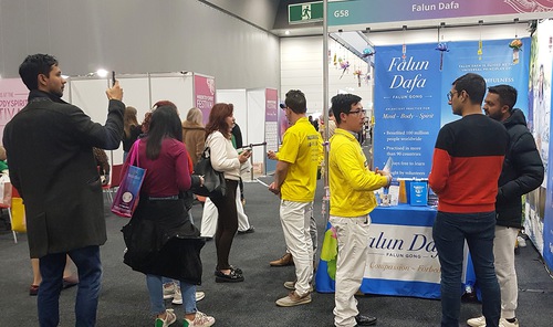 The Falun Gong booth at Mind Body Spirit Festival in the Melbourne Convention and Exhibition Center from June 9-12, 2023.