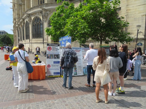 People view the display boards in Châtelet.