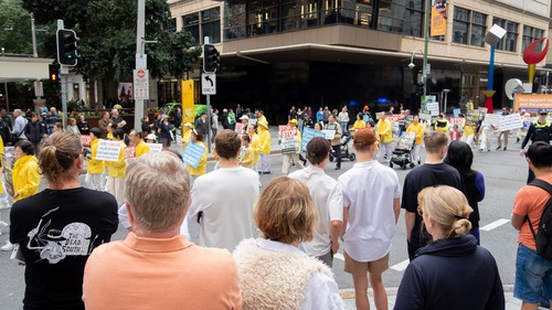 A parade was held in downtown Brisbane to mark the 24th year of peaceful protests against the brutal persecution of Falun Dafa in China.
