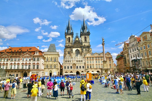 Rally at Prague’s Old Town Square (Staroměstské náměstí) on July 23, 2023.
