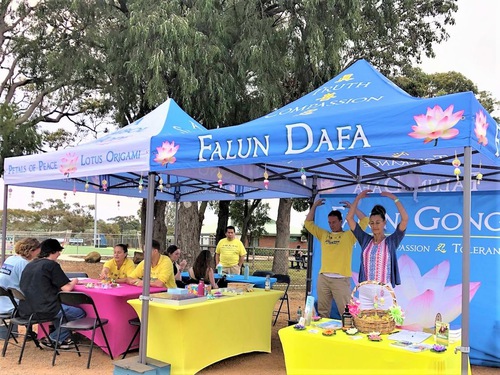 Practitioners demonstrate the Falun Dafa exercises during the Margaret River Agricultural Show.