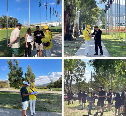 People in Canberra sign the petition calling to stop the persecution.