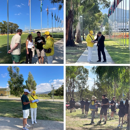 People in Canberra sign the petition calling to stop the persecution.