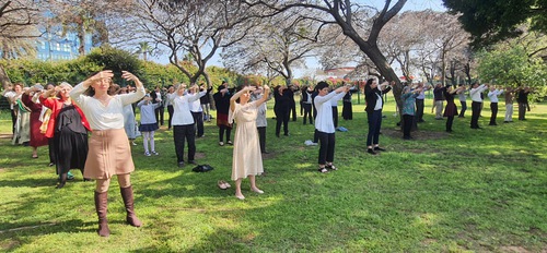 Doing the exercises together after the conference
