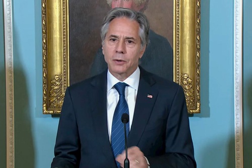 Secretary of State Anthony Blinken at the press conference