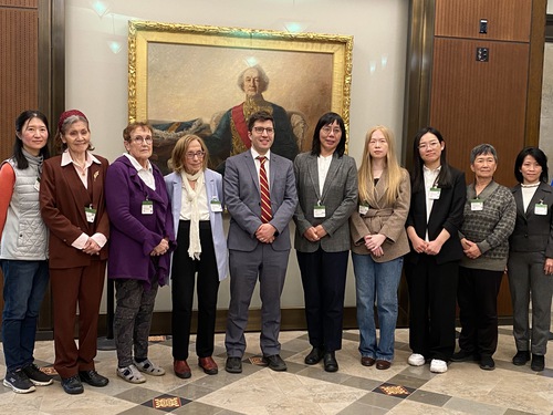 MP Garnett Genuis (fifth from left) called for the release of Canadians and their relatives who have been unlawfully detained for practicing Falun Gong on November 19.