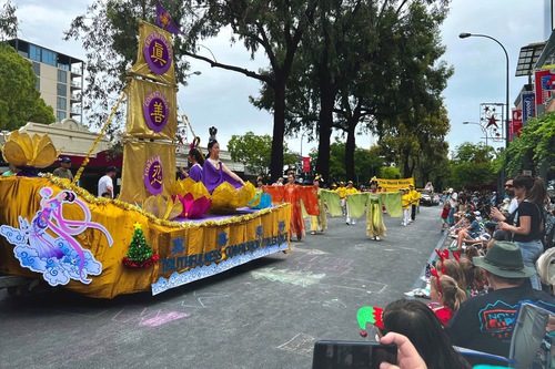 The Falun Gong procession stood out in the parade in the City of Norwood Payneham and St Peters.
