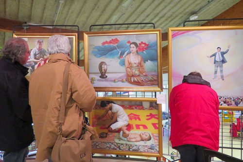 Visitors at the art exhibition