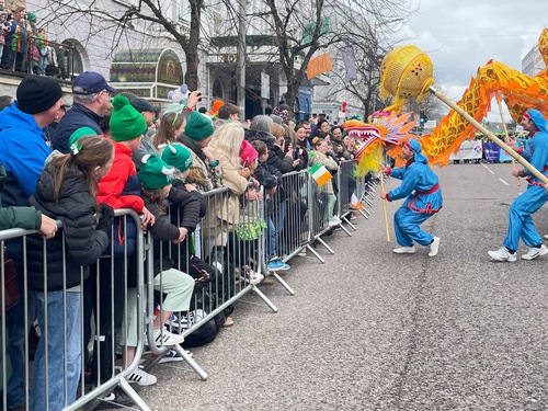 Practitioners participate in the St. Patrick’s Day parade on March 17.