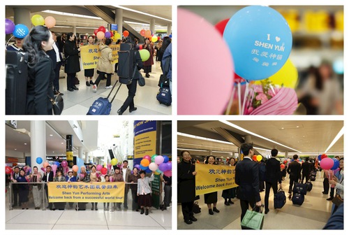 Shen Yun artists were welcomed back to New York by fans at the airport.