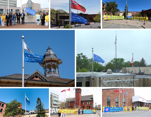 Flag-Raising events were held in 8 Ontario cities to honor World Falun Dafa Day